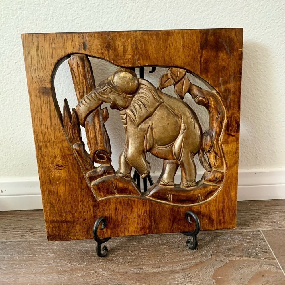 Handcrafted Wooden Elephant Wall Plaque